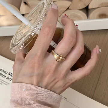 DAIIIBABYYY  -  Sparkling Zircon Hollow Geometric Rings For Women Couples Creative Design Trendy Temperament Simple Wedding Jewelry Gift